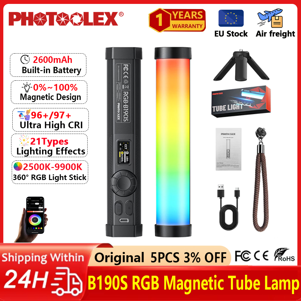 Photography Lighting Type - PHOTOOLEX RGB Video Light Handheld Magnetic