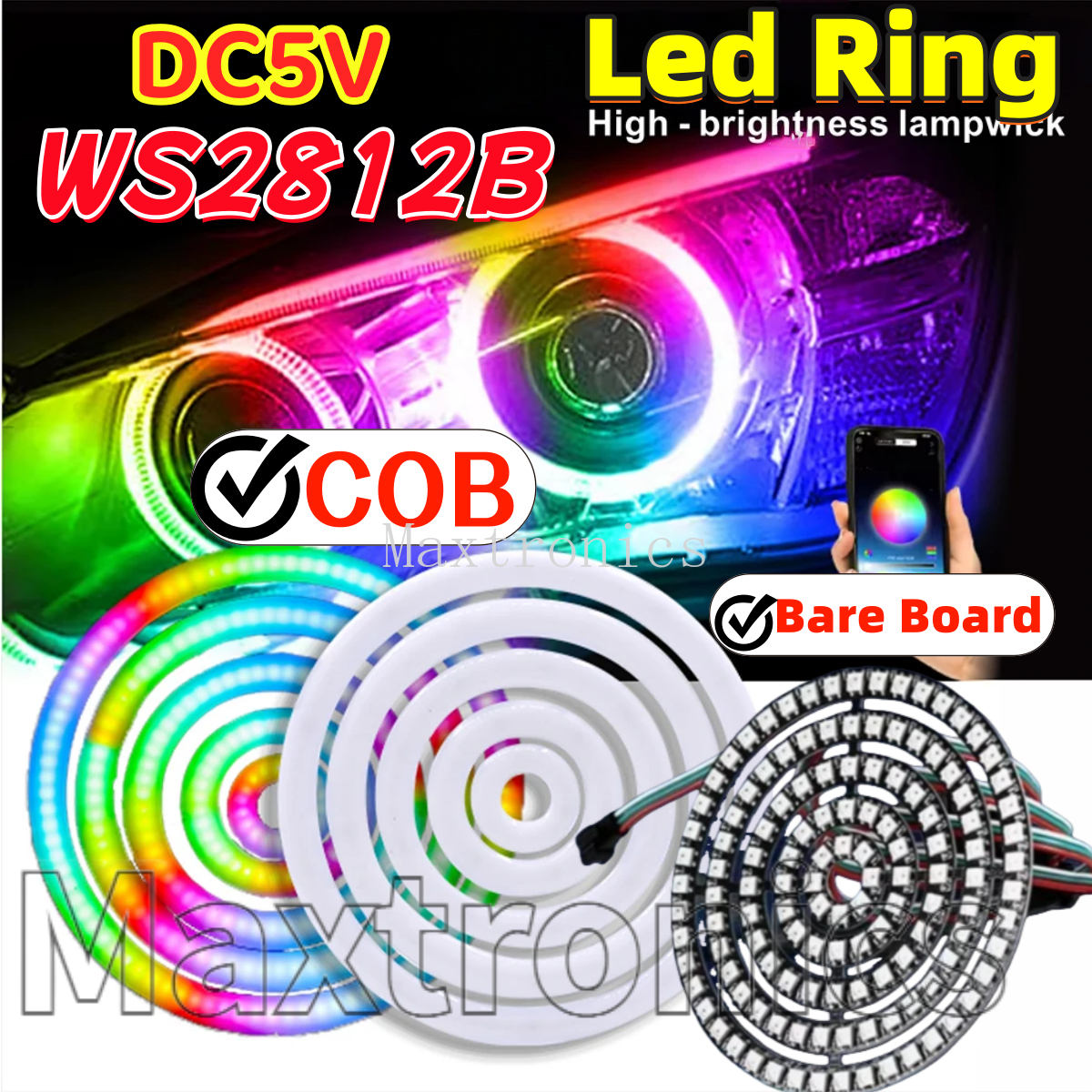 Led Ring Light 18 - WS2812B FCOB RGB Led Ring 18/36/54/72/90Leds