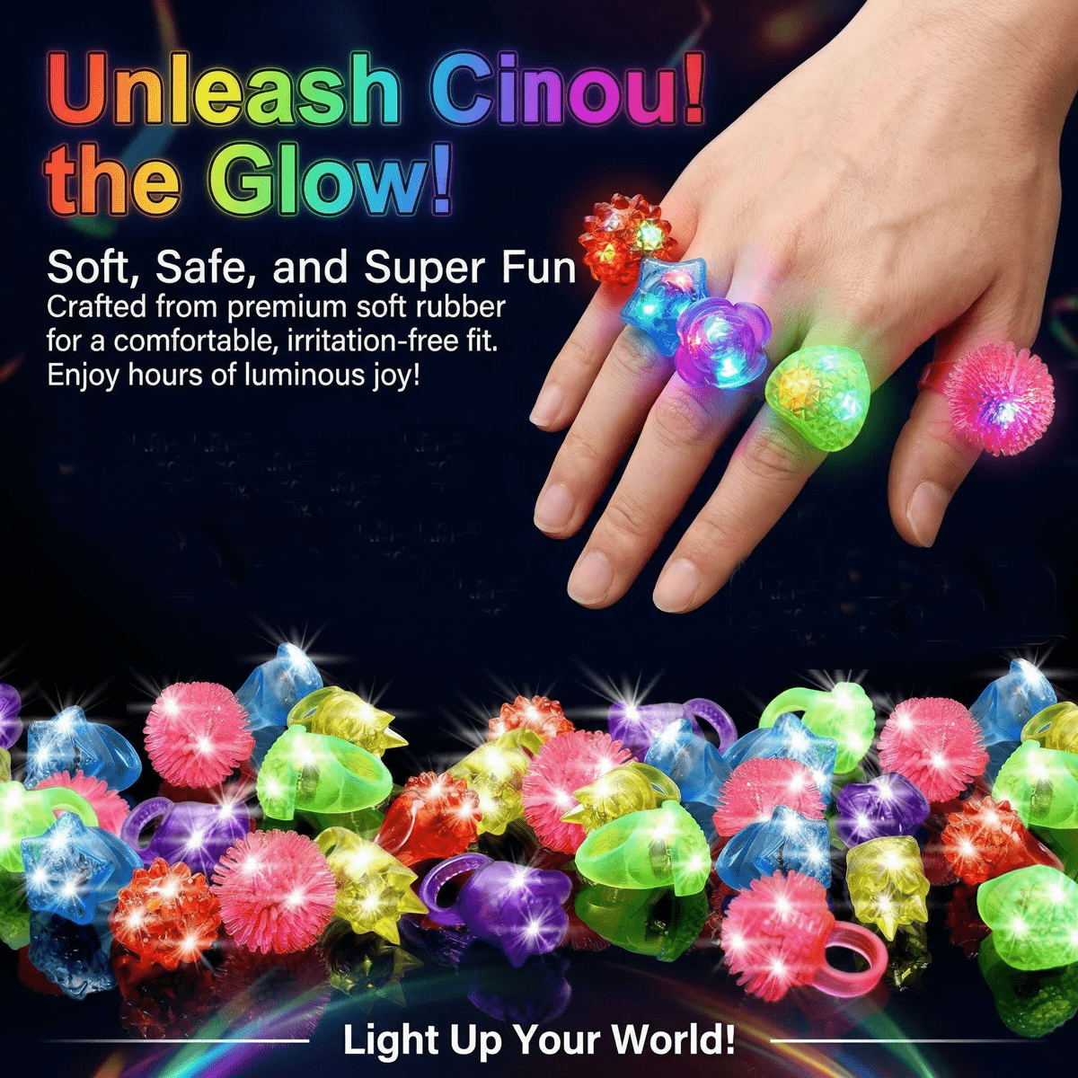 10Pcs LED Light Up Jelly Rings - Led Ring Light 18 incelemesi ve fiyatı