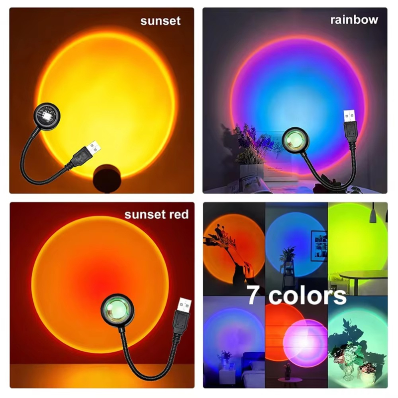 1-4pcs Sunset Lamp LED Rainbow - Photography Lighting Home incelemesi ve fiyatı