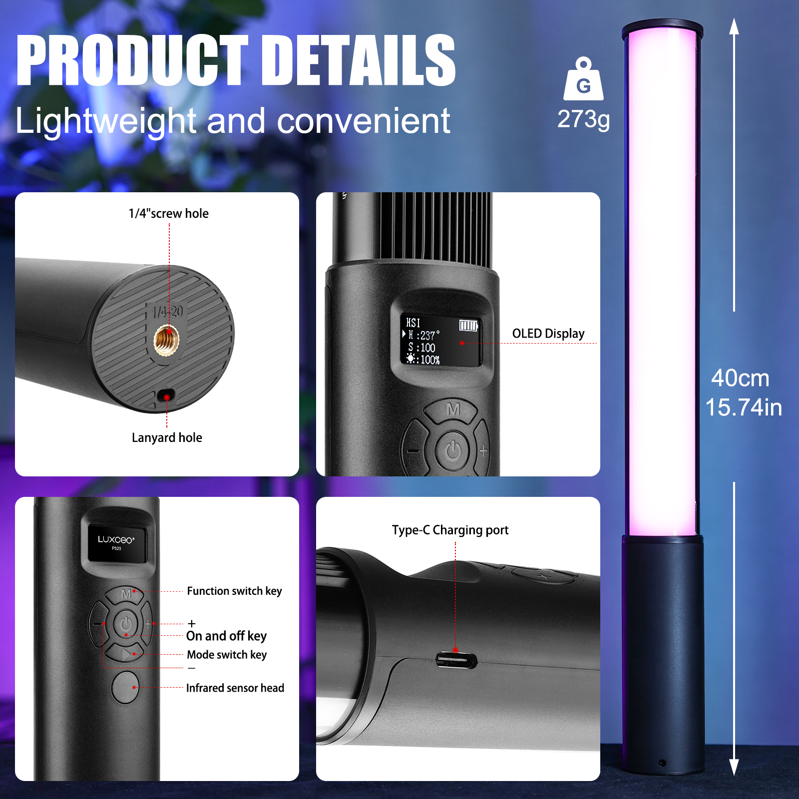 P400 RGB Light Wand Handheld L - Torjim Rgb Photography Video Lighting incelemesi ve fiyatı