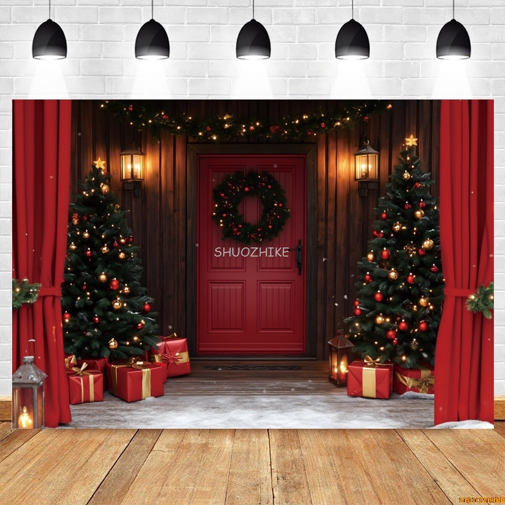 Christmas Red Barn Door Backdr - Photography Lighting Portrait incelemesi ve fiyatı