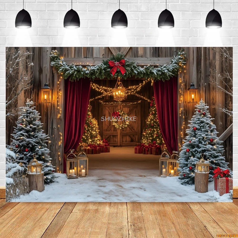 Christmas Red Barn Door Backdr - Photography Lighting Portrait incelemesi ve fiyatı