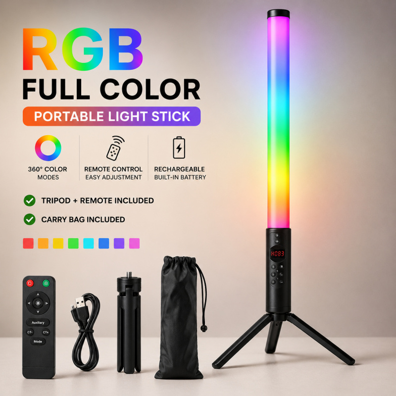 RGB Handheld Video Light Wand, - Torjim Rgb Photography Video Lighting incelemesi ve fiyatı