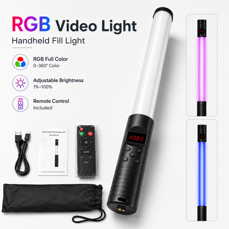 RGB Handheld Video Light Wand, - Torjim Rgb Photography Video Lighting incelemesi ve fiyatı