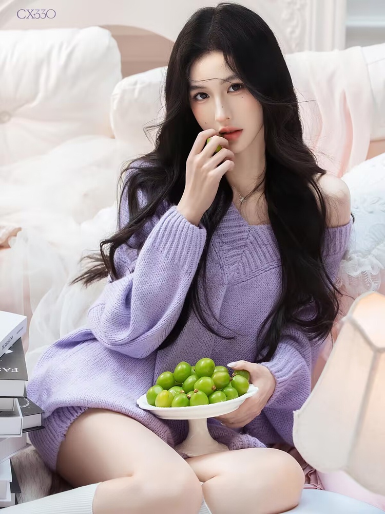Autumn Winter Purple Sweater O - Photography Lighting Style incelemesi ve fiyatı